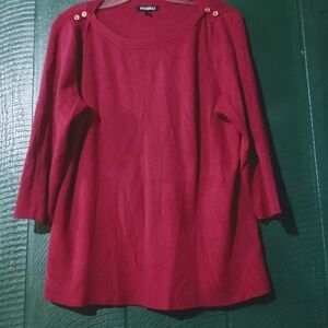 Roz & Ali Burgundy Sweater with Gold Buttons